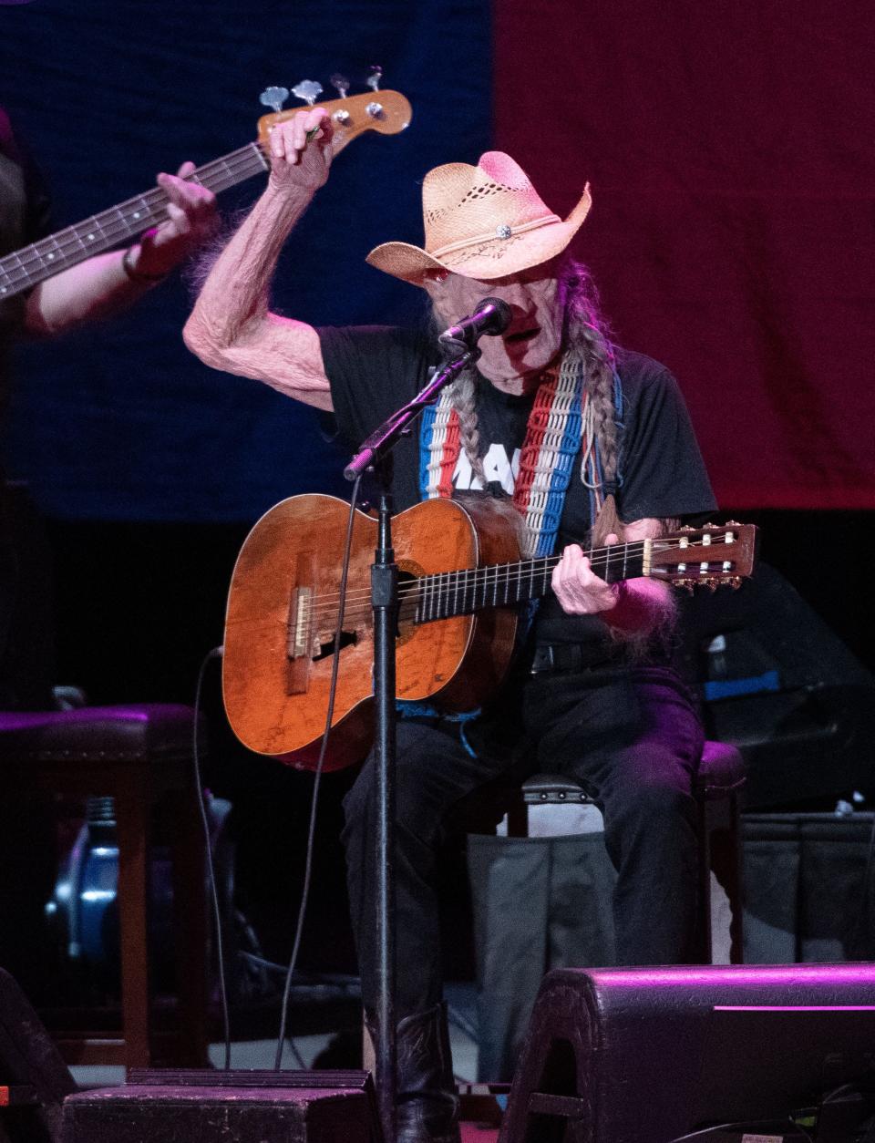 Legendary country musician Willie Nelson performs at the Tuscaloosa Amphitheater Friday, April 22, 2022. Nelson will be at Birmingham's Oak Mountain Amphitheater Sunday, with the Avett Brothers and more.