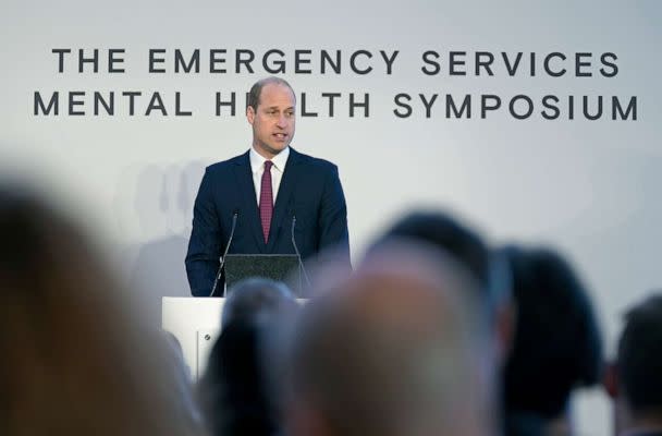 PHOTO: Prince William speaks during The Royal Foundation's Emergency Services Mental Health Symposium at Camden HouseLABS Triangle, Nov. 25, 2021, in London. (WPA Pool/Getty Images)