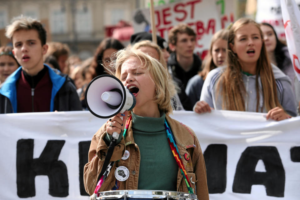 Young activists take part in an environmental demonstration, part of the Global Climate Strike, in Krakow, Poland September 20, 2019. (Photo: Jakub Wlodek/Agencja Gazeta via Reuters)