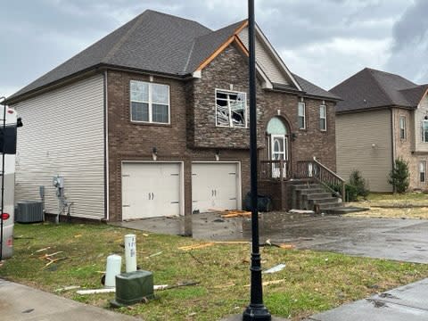 Storm damage at the Autumnwood Farms subdivision in Clarksville (Photo: WKRN)