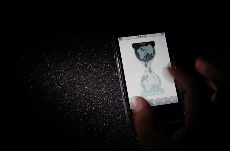 The logo of the Wikileaks website is pictured on a smartphone in this picture illustration taken in Tokyo November 29, 2010.</p>
<p>REUTERS/Toru Hanai 