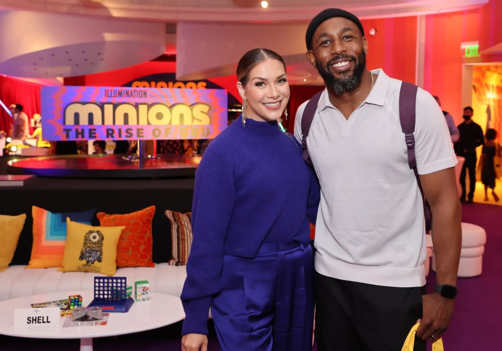 HOLLYWOOD, CALIFORNIA - JUNE 25: (L-R) Allison Holker and Stephen "tWitch" Boss attend the pre-party for Illumination and Universal Pictures' "Minions: The Rise of Gru" Los Angeles premiere on June 25, 2022 in Hollywood, California. [Photo Credit: Amy Sussman/Getty Images]