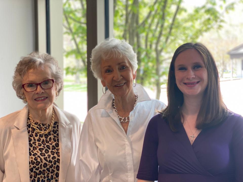 Women Giving For Spartanburg founders Tracy Hannah and Julie Lowry and 2022 board chair Weslie Higdon at the group's annual meeting.