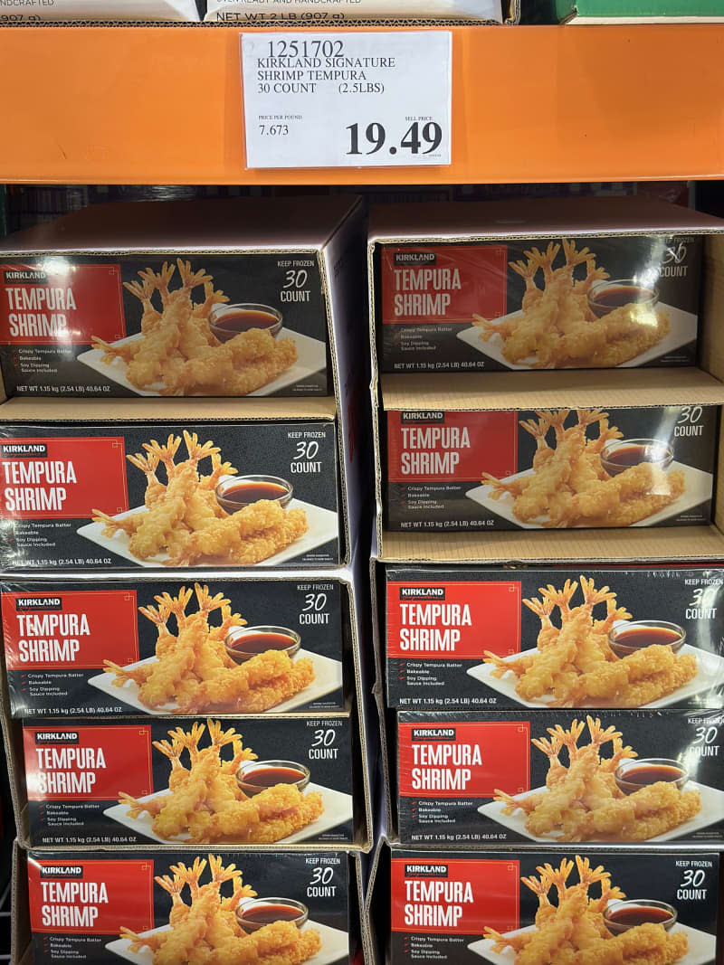 Costco's tempura shrimp in freezer.