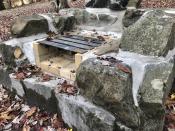 A repaired fire pit is shown Wednesday, Oct. 27, 2021, at a national park visitor center in Grandview, W.Va. Under legislation passed by Congress in 2020, some of America's most spectacular natural settings are getting a makeover. (AP Photo/John Raby)