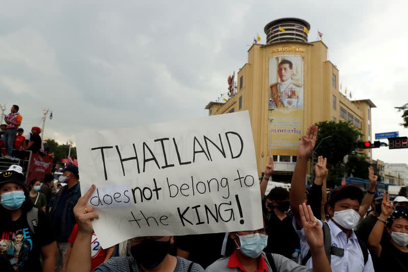 Thai anti-government mass protest, on the 47th anniversary of the 1973 student uprising, in Bangkok