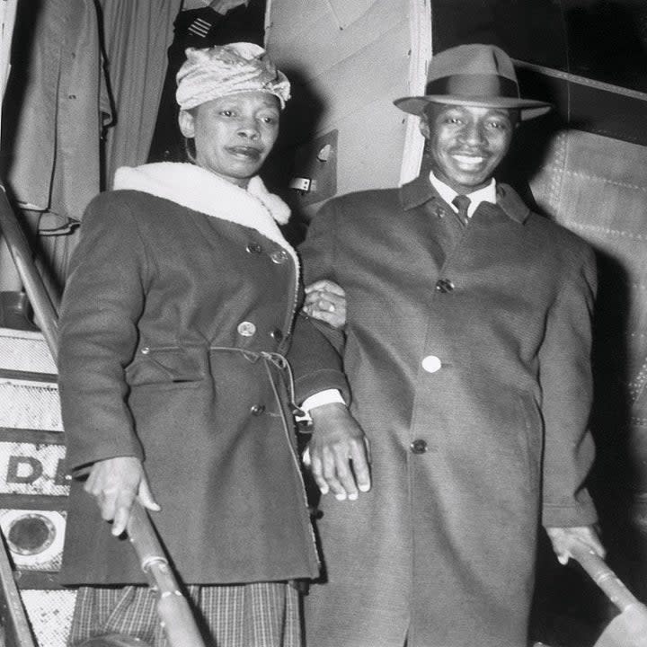 Clyde Kennard is greeted by his sister, Mrs. Sara Tarpley, at O'Hare Airport