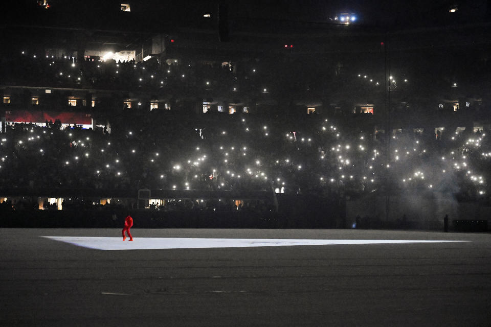 Kanye West is seen at ‘DONDA by Kanye West’ listening event at Mercedes-Benz Stadium on July 22, 2021 in Atlanta. - Credit: Paras Griffin/Getty Images for Universal Music Group