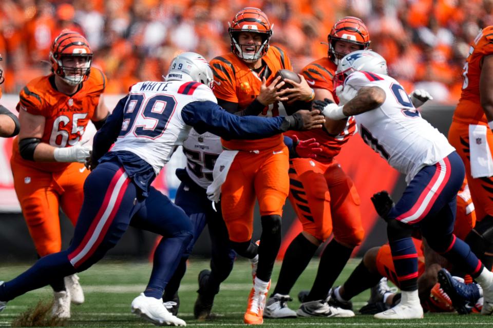 Cincinnati Bengals quarterback Joe Burrow against New England