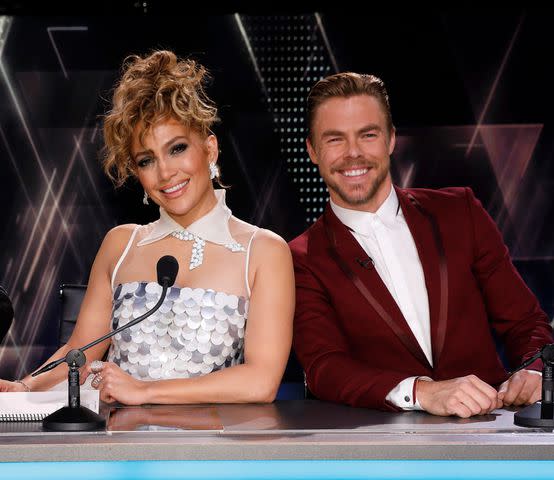 <p>Trae Patton/NBCU Photo Bank/NBCUniversal via Getty</p> Jennifer Lopez (left) and Derek Hough on 'World of Dance'