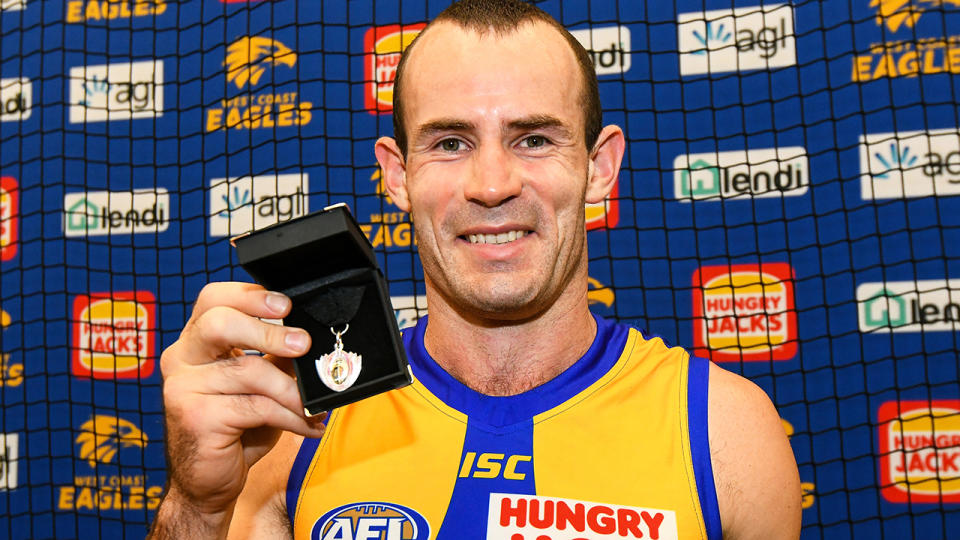 Shannon Hurn has announced he will step down as captain of the West Coast Eagles. (Photo by Daniel Carson/AFL Media/Getty Images)