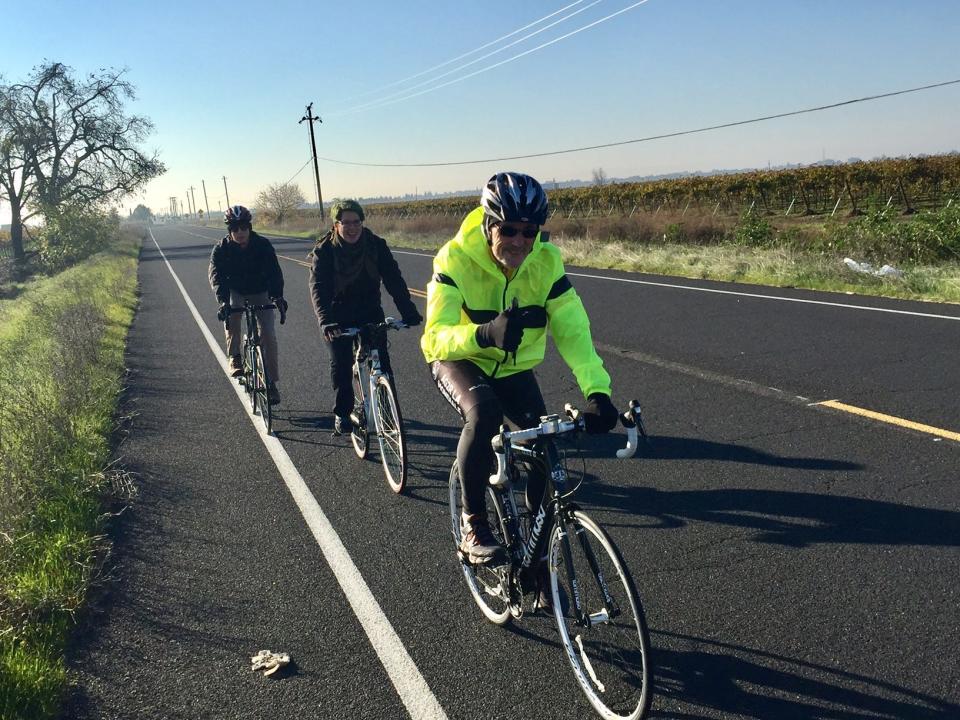 Cyclists head out to Thornton to explore Lodi/Woodbridge vineyard backroads.