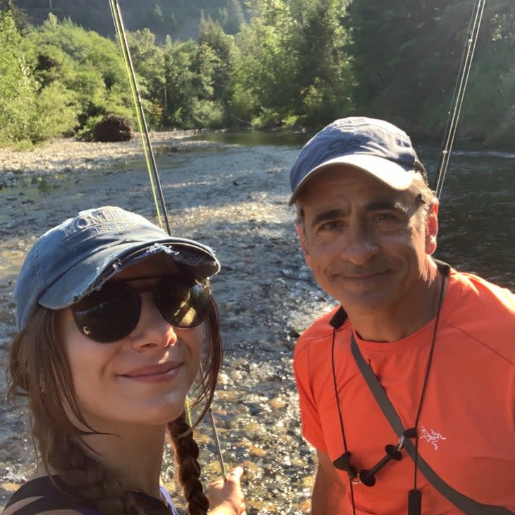 Father-daughter fishing time on Washington's Snoqualmie River