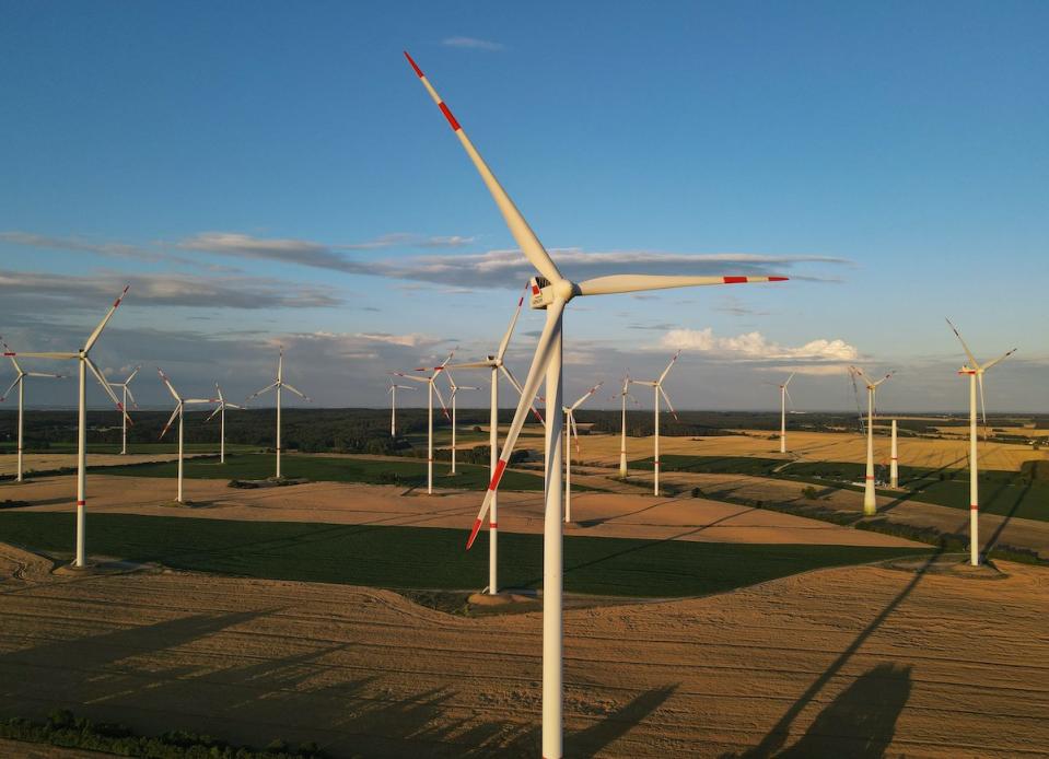 Windenergieanlagen im Windpark "Odervorland" im Landkreis Oder-Spree in Ostbrandenburg