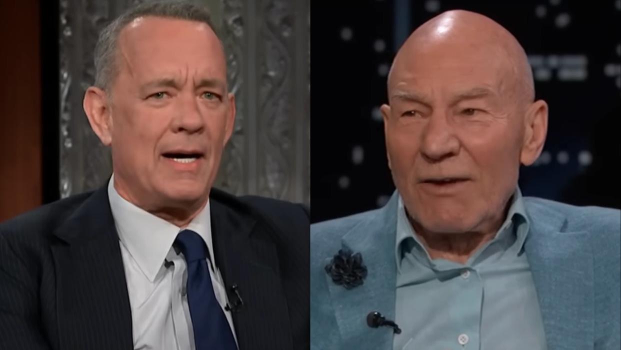  Tom Hanks and Patrick Stewart split image. 