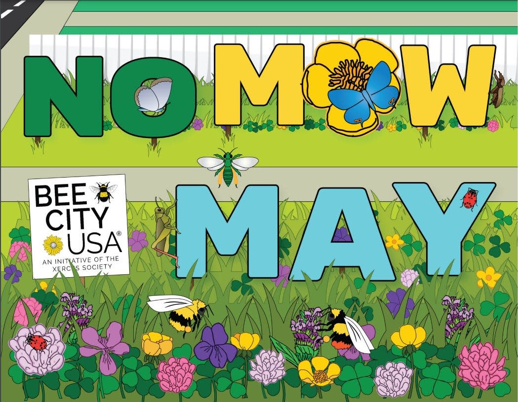 One of Bee City USA's No Mow May yard signs