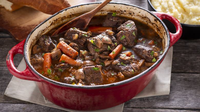 Beef stew in dutch oven