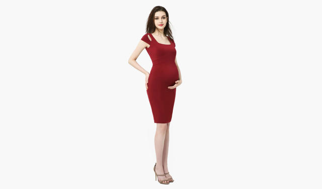 Seraphine Maternity & Nursing Red Dress 4 Season Flattering Fit