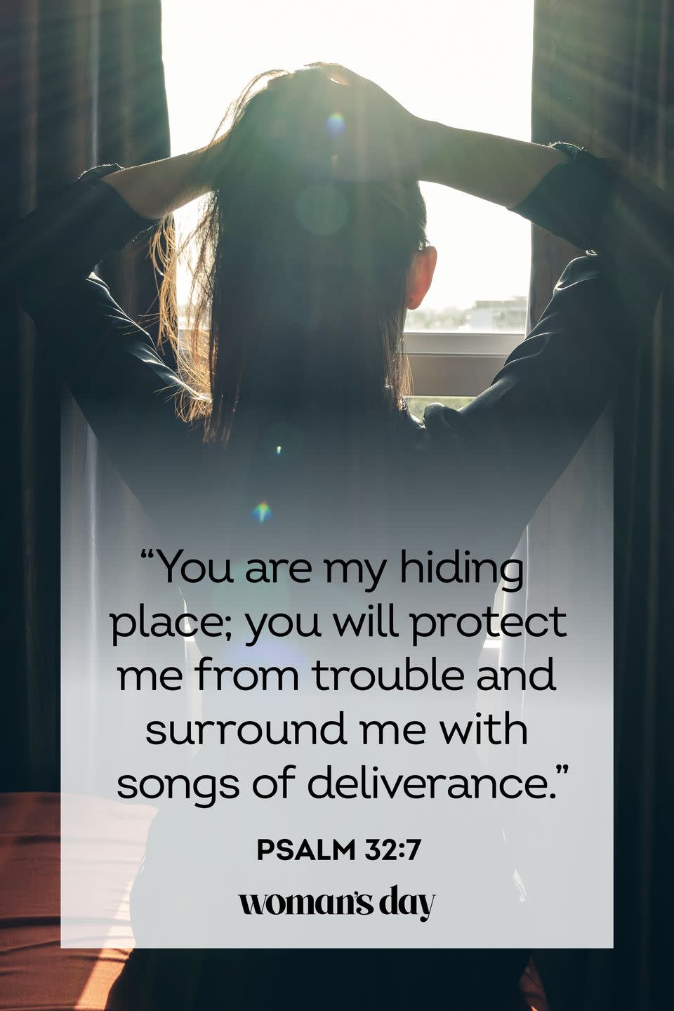 <p>“You are my hiding place; you will protect me from trouble and surround me with songs of deliverance.”</p><p><strong>The Good News: </strong>Let God be your place of refuge in tough times. He is ever present. </p>