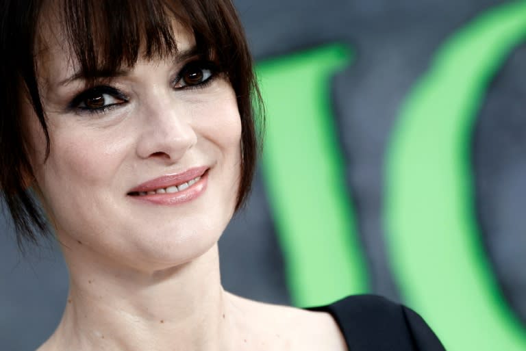 Actor Winona Ryder, who also starred in the original 'Beetlejuice,' poses on the red carpet at the London premiere of Tim Burton followup 'Beetlejuice Beetlejuice' on August 29, 2024 (BENJAMIN CREMEL)