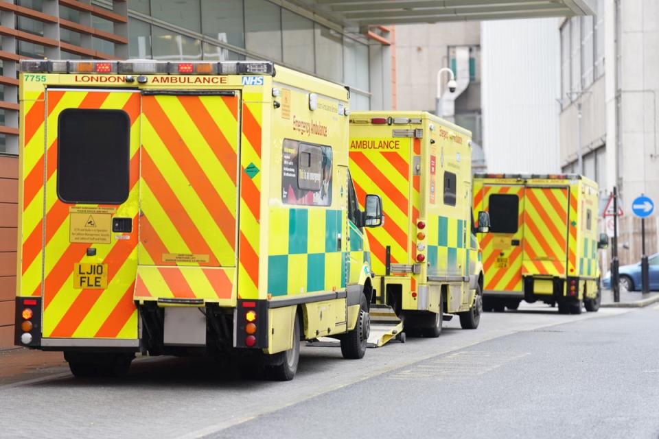 Ambulances outside the Royal London Hospital in east London on December 22 (PA Wire)