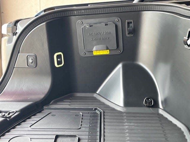 Ford F-150 Lightning quick release in the frunk allows for a safe exit in case of emergency.