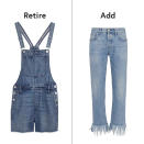 <p>While we love a denim overall for the weekend, we can't help but sometimes feel like a big baby in them. Swap for a pair of flared frayed-hem jeans—an updated take on an off-duty staple.</p>