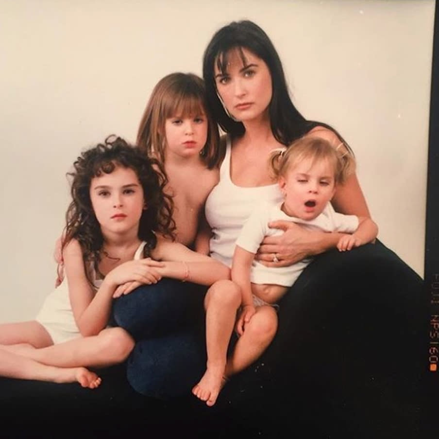 Demi Moore, Rumer Willis, Scout Willis, and Tallulah Willis, circa 1995