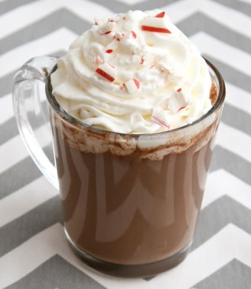 slow cooker peppermint bark hot chocolate