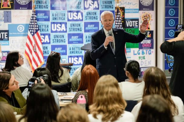 PHOTO: President Joe Biden speaks at the headquarters of the Democratic National Committee (DNC) October 24, 2022 in Washington, DC. (Drew Angerer/Getty Images)
