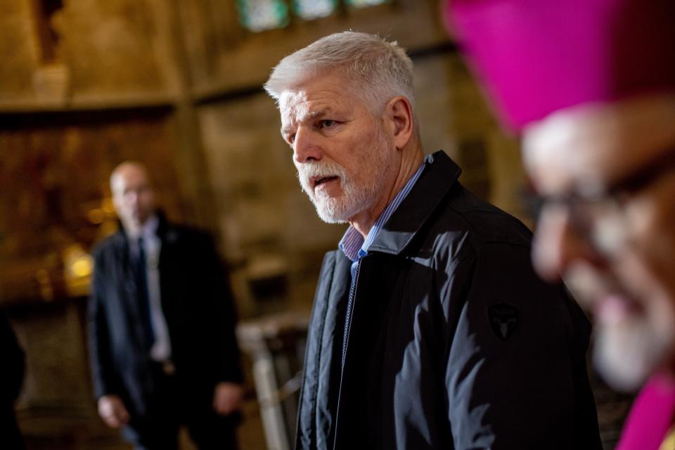 Czech President Petr Pavel arrives for a memorial service for the victims of a mass shooting at the Philosophical Faculty of Charles University (EPA)