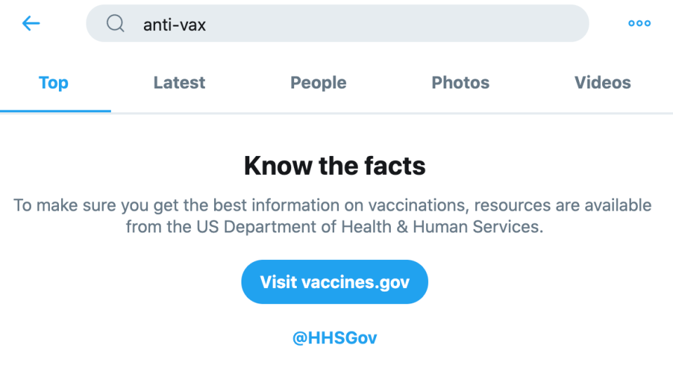 The top of search results on Twitter. (Screenshot: Twitter)