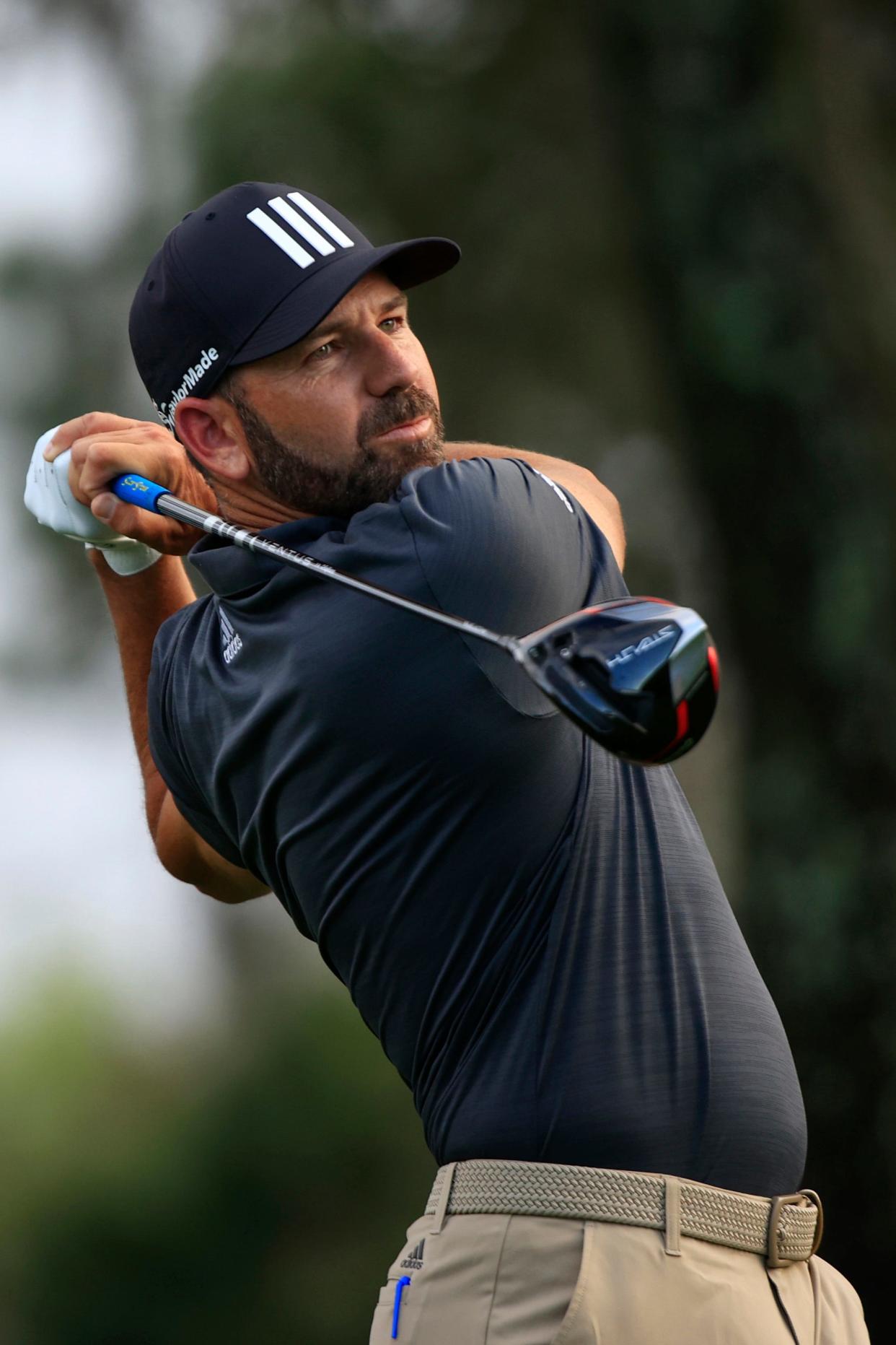 Sergio Garcia, playing on the ninth hole of the Players Stadium Course in the 2022 Players Championship, is one of around a dozen PGA Tour members who have committed to next week's LIV Golf Series in London.