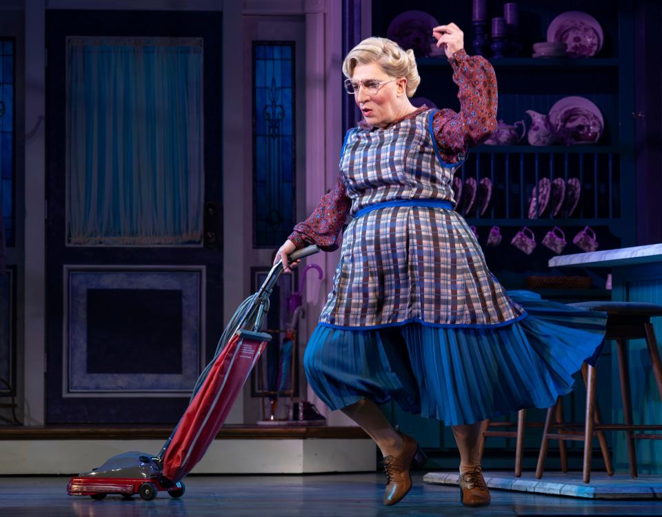 Rob McClure (as Daniel Hillard disguised as nanny Euphegenia Doubtfire) in the original Broadway production of “Mrs. Doubtfire.”