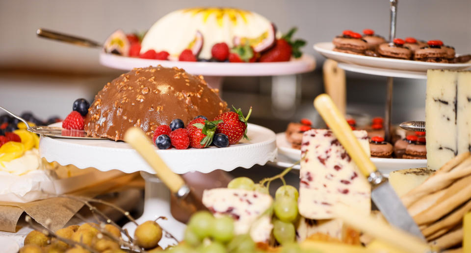 Photo shows a Coles Ferrero Rocher-like mousse cake launching for Christmas.