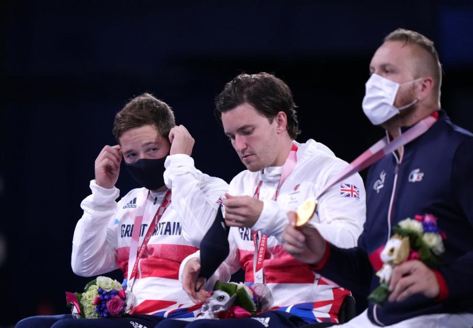 Alfie Hewett, left, and Gordon Reid, centre, suffered another painful Paralympic defeat (Tim Goode/PA) (PA Wire)