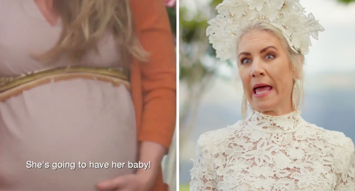 MAFS’ Lucinda Light's pregnant wedding guest / Lucinda at her wedding.