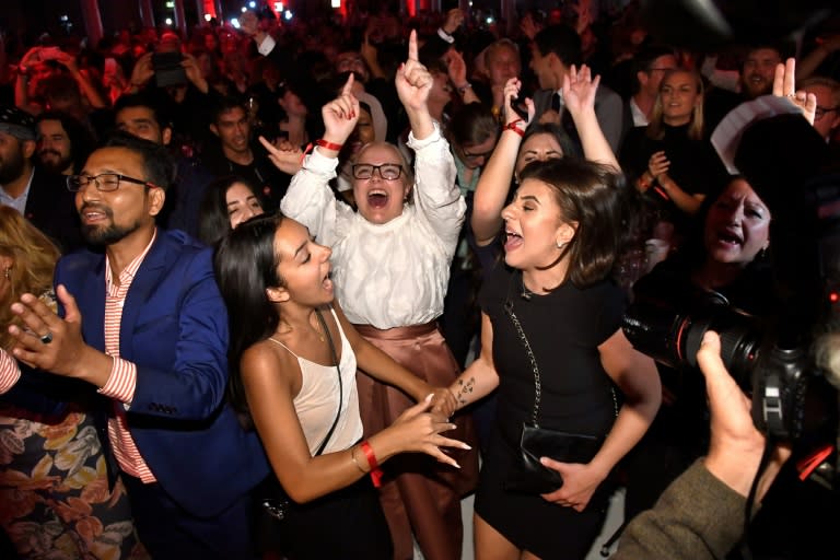 Supporters of the Social Democratic Party celebrated in Stockholm after the result