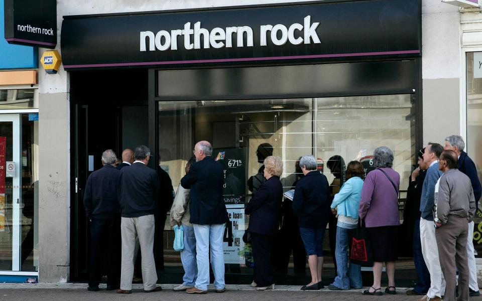 Northern Rock's collapse ten years ago was one of the first signs of the coming financial crisis - AP