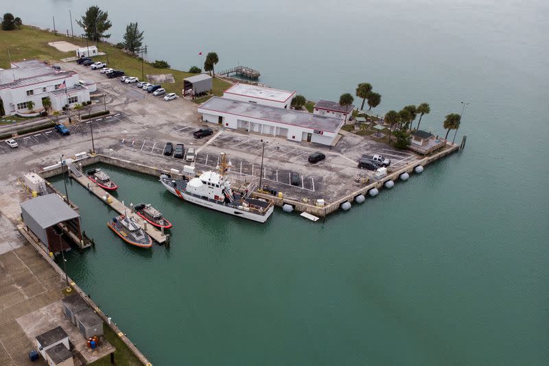 The U.S. Coast Guard Cutter Skipjack is seen docked at the U.S. Coast Guard station in Fort Pierce