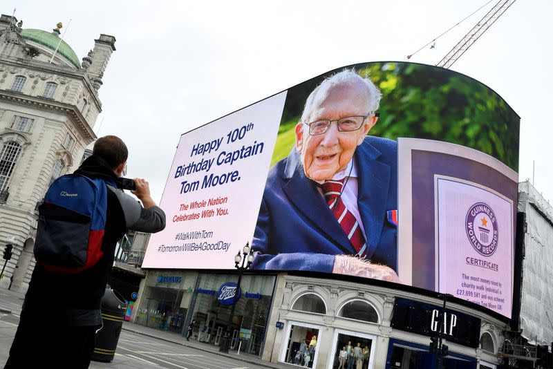 100th birthday of army veteran Captain Tom Moore, in London