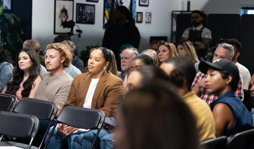 The audience listens to a panel of influencers during A Night of Influence organized by The Charlotte Observer and hosted at Black Wednesday in Charlotte, N.C., on Wednesday, April 17, 2024.