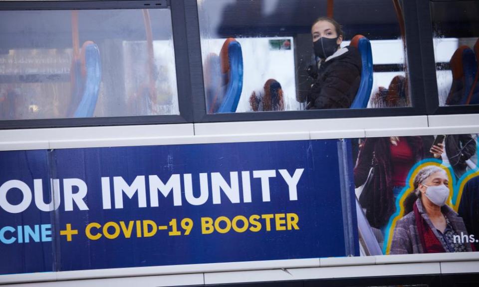 A bus passenger in Manchester on Tuesday.