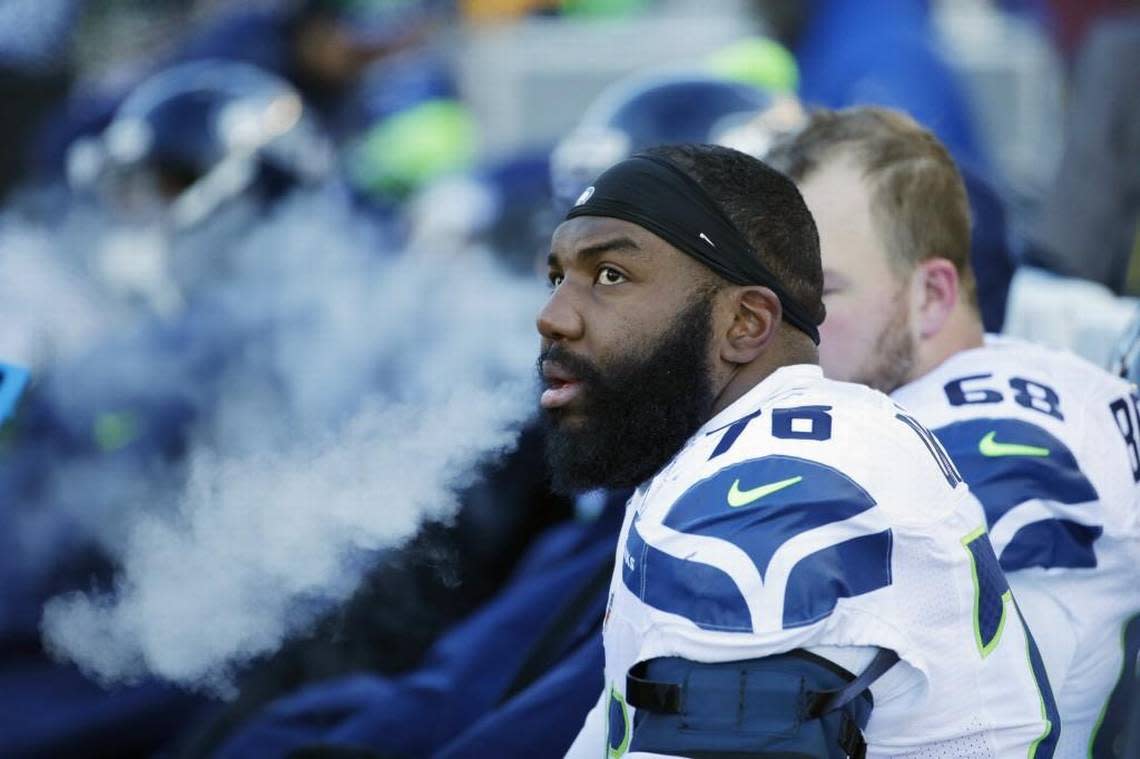 A league sources tells The News Tribune the Seahawks are “sure to talk” to left tackle Russell Okung (76) once NFL free agency begins Thursday at 1 p.m. Seattle’s first-round draft choice in 2010 played last season for Denver. He is representing himself in free agency for the second consecutive March.