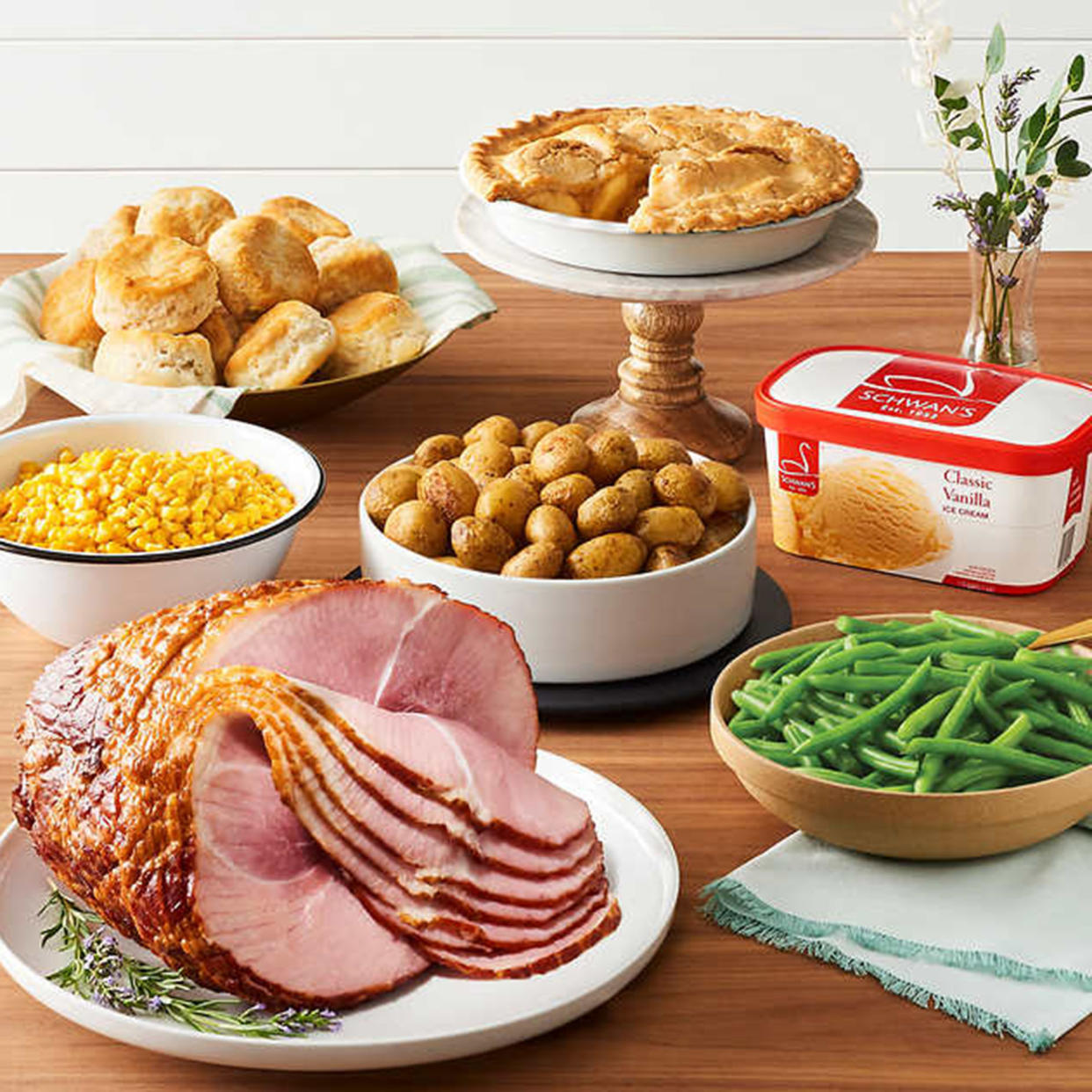 Enjoy all the springtime fixings with Costco's two-course ham dinner. It's enough to serve at least eight hungry people.  (Costco)