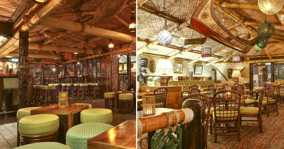 Trader Vic’s Restaurants wie das in London sind eine tolle Inspirationsquelle für Tiki-Fans. (Bild: tradervicslondon.com, Collage: Yahoo Style)