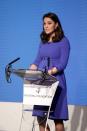 <p>Duchess Kate wore a button-detailed blue dress by Seraphine with a pair of navy heels <a href="https://www.townandcountrymag.com/society/tradition/a18921806/meghan-markle-comments-me-too-times-up/" rel="nofollow noopener" target="_blank" data-ylk="slk:at the Royal Foundation Forum,;elm:context_link;itc:0;sec:content-canvas" class="link ">at the Royal Foundation Forum,</a> where she appeared with Meghan Markle, Prince Harry, and Prince William. </p>