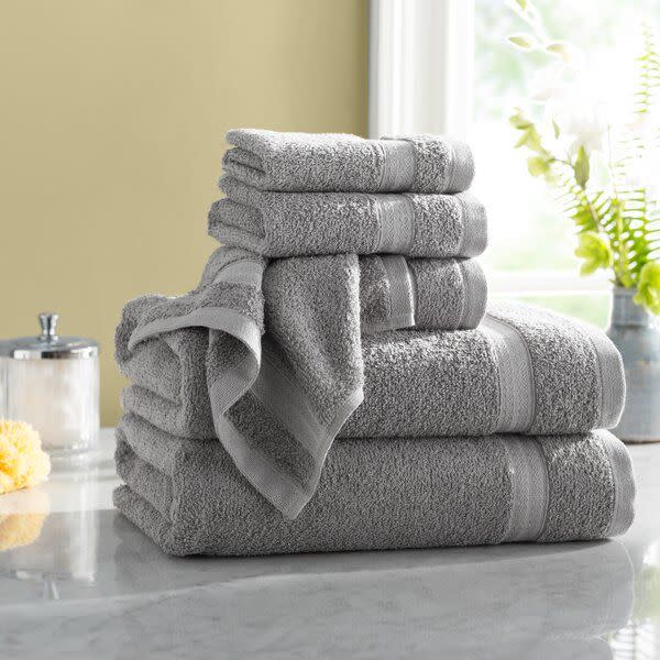 4) Wayfair Basics Quick Dry 6 Piece 100% Cotton Towel Set