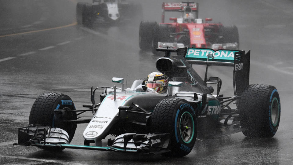 Lewis Hamilton successfully navigates wet conditions on his way to winning the 2016 Monaco Grand Prix.