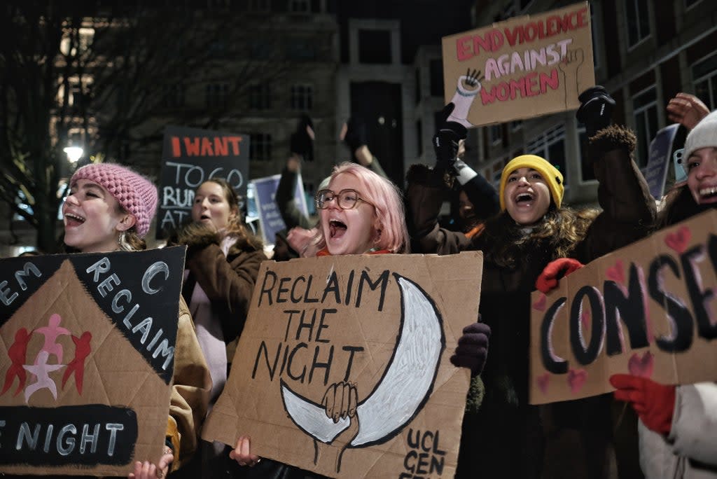 Reclaim the Night protesters in London on Saturday (Angela Christofilou)